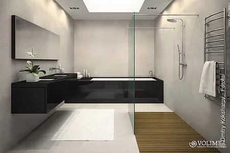 Interior of bathroom with ceiling window 3D rendering 