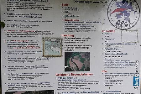 Regeln fürs Drachenfliegen - an der Drachenflugrampe Böhming