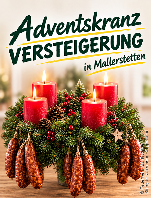 Adventskranz mit Kerzen und Würsten