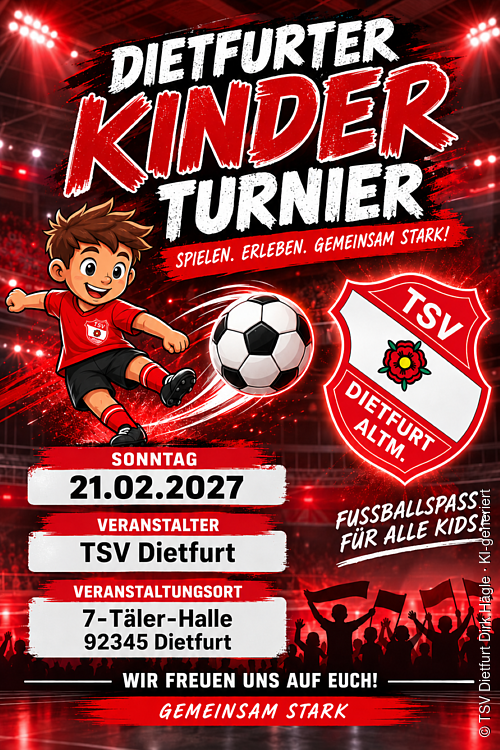 Plakat wo das Kinderturnier des TSV Dietfurt bewirbt.